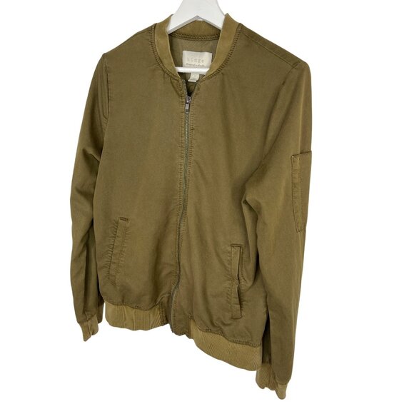 Hinge Olive Green Bomber Jacket Womens Small Lightweight Zip Front Casual Fall - Picture 1 of 13